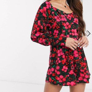 ASOS DESIGN floral jumpsuit w/ poofy sleeves